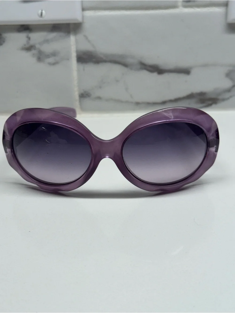 Vintage Fendi Oversized Round Sunglasses - Translucent Purple w/ Crystal Zucca L